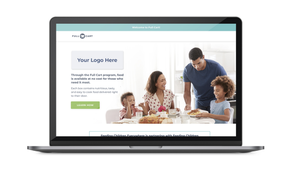 Laptop showing Full Cart virtual food pantry that enables partners to get food to hungry applicants